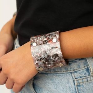 Paparazzi Brown, Gray & Silver Acrylic Cuff Bracelet